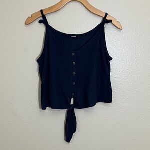 Love Culture Navy Tie-Front Tank Top